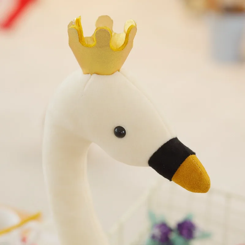 1PC 35CM swan plush toys cute flamingo doll stuffed soft animal doll ballet swan with crown baby kids appease toy gift for girl