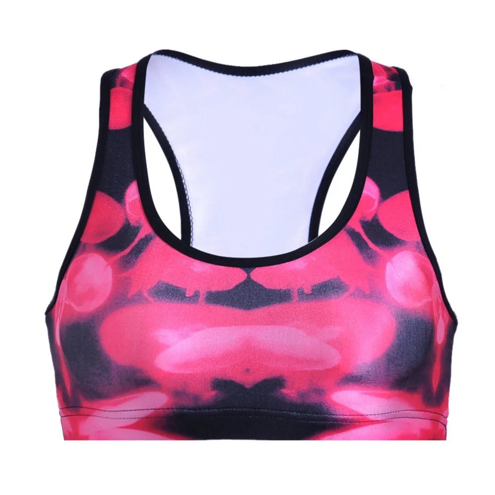 Women Red Jellyfish Print Fitness Short Vest Workout Wireless Underwear