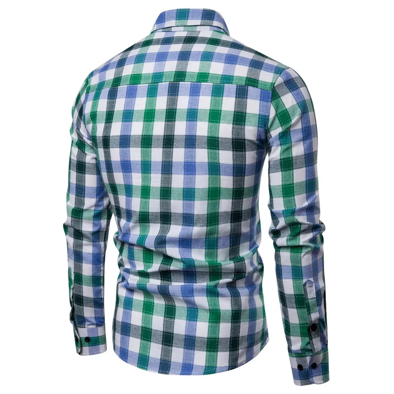 Drop Shipping Men Plaid Shirt Long Sleeve Shirts 2019 Fashion Casual Multi-color Cotton Regular Chemise Homme Man Clothes Green Drop Shipping Men Plaid Shirt Long Sleeve Shirts 2019 Fashion Casual Multi-color Cotton Regular Chemise Homme Man Clothes Green