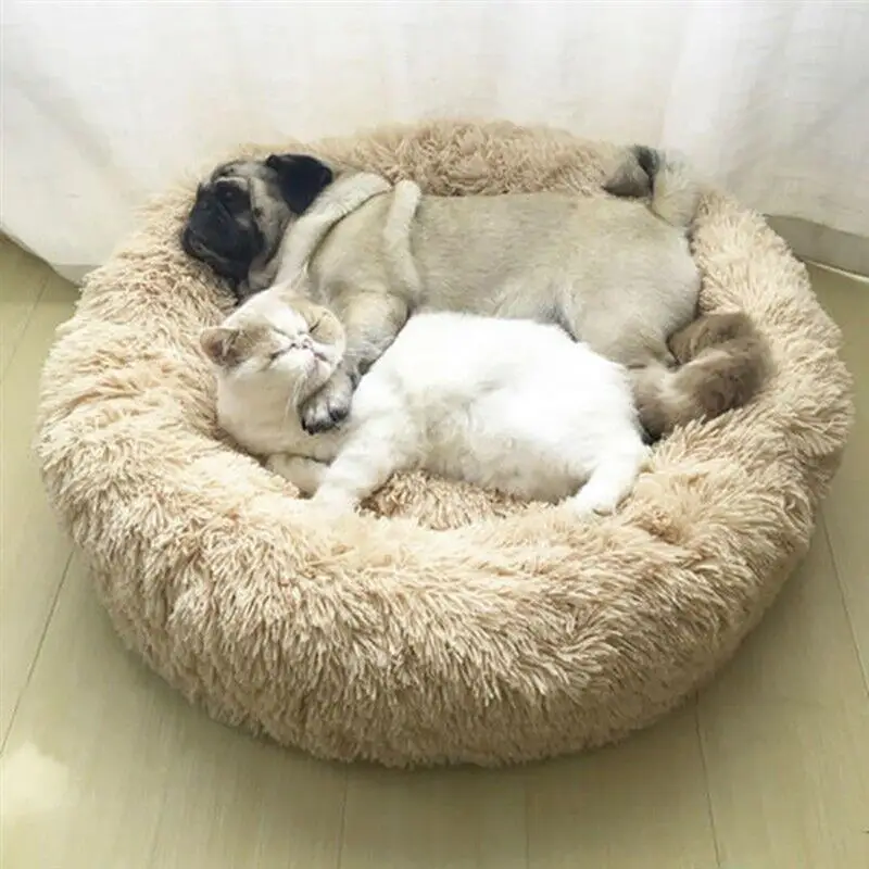 brown Кровать для кошки моющаяся плюшевая подушка теплая Роскошная Кошка коврик для щенка гнездо будка для кота, собаки дома Coussin Chat - Цвет: brown