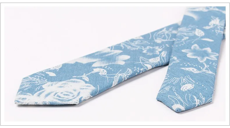 Новый бренд Для мужчин S Галстуки 100% хлопок тонкий тощий Средства ухода за кожей шеи галстук для Для мужчин с цветочным принтом Средства