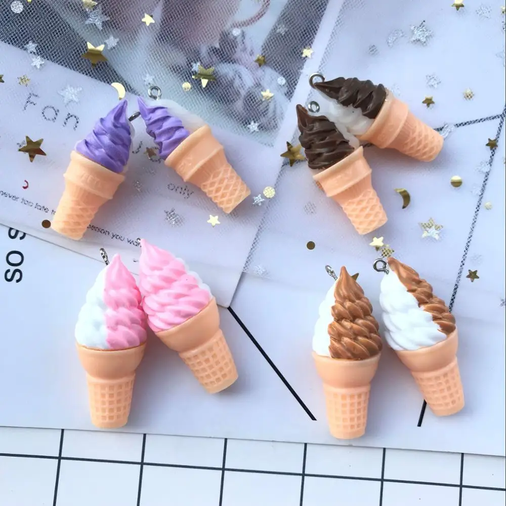 

4pcs new simulation of food keychain charms Ice cream DIY decoration