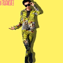 Хит, Мужская Новая мода, леопард, Зебра, костюм для мужчин, певец, сценические костюмы, удобное платье размера плюс, Мужская одежда для выступлений