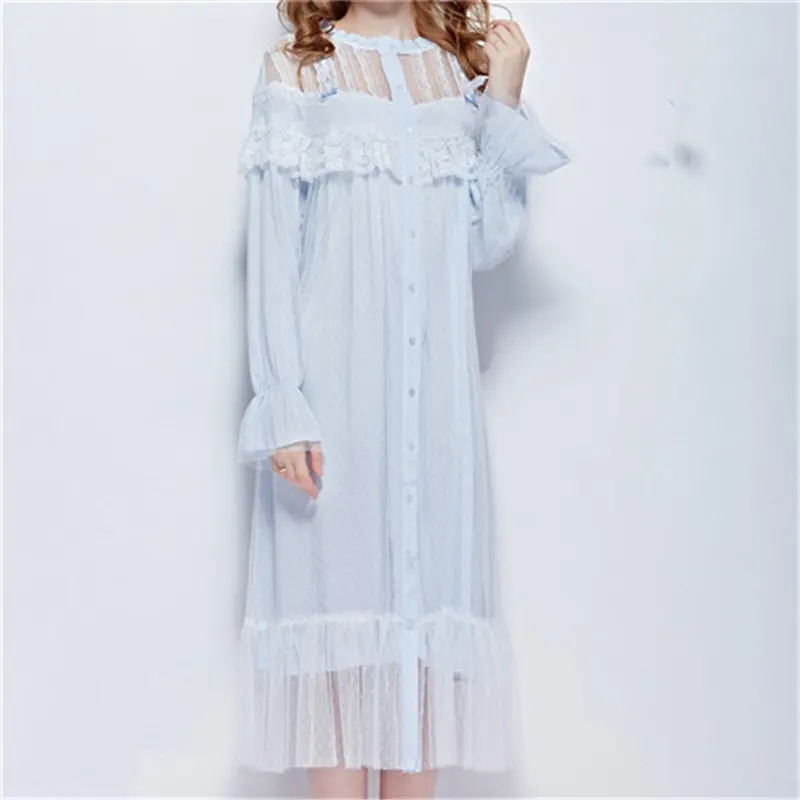 Ночная рубашка женская винтажная белая с сеточкой для дома 2020|vintage nightdresses|long