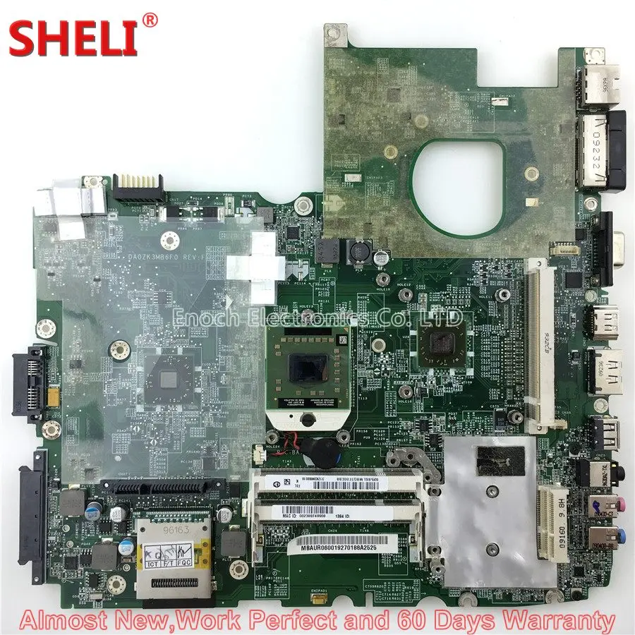 

SHELI MBAUR06001 MB.AUR06.001 Laptop Motherboard For Acer Aspire 6530 6530G DA0ZK3MB6F0 With Video card Slot FREE CPU Main Board