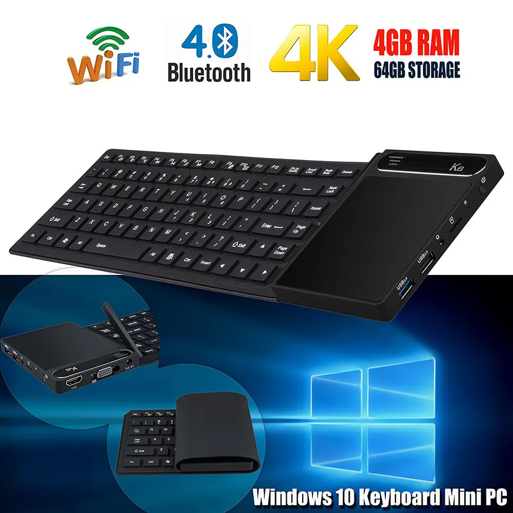 Lowest Price 2016 K8 Windows 10 Keyboard Foldable Mini PC With Intel Z8300 Quad Core 1.8GHz 4GB RAM 64GB ROM WiFi Bluetooth 4.0 4K HDMI VGA Lowest Price 2016 K8 Windows 10 Keyboard Foldable Mini PC With Intel Z8300 Quad Core 1.8GHz 4GB RAM 64GB ROM WiFi Bluetooth 4.0 4K HDMI VGA
