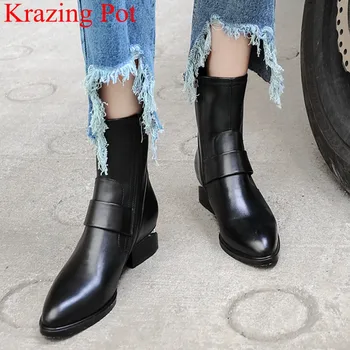 

2021 fashion large size strange style genuine leather zipper ankle boots elegant round toe motorcycle boots winter shoes L2f7