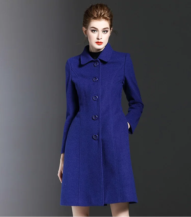 Womens Blue Wool Coat Han Coats
