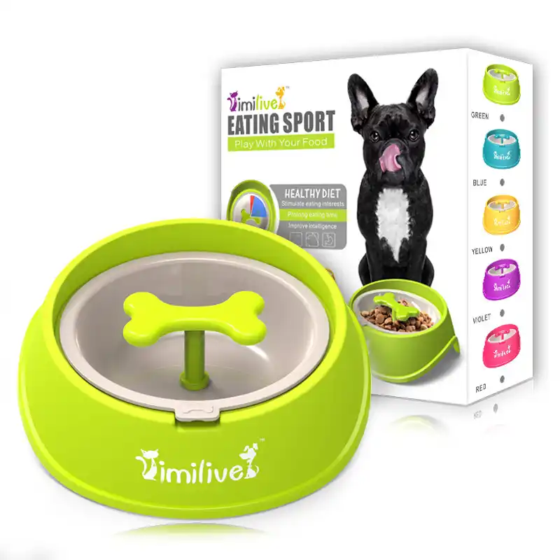 Fun Bone Shaped Slow Feeder Dog Food Bowls Water Bowl Dishes For