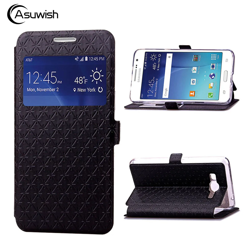 

Asuwish Flip Cover Leather Phone Case For Samsung Galaxy Grand Prime Grandprime SM G530 G530H G531 G531H G531F SM-G530H SM-G531H