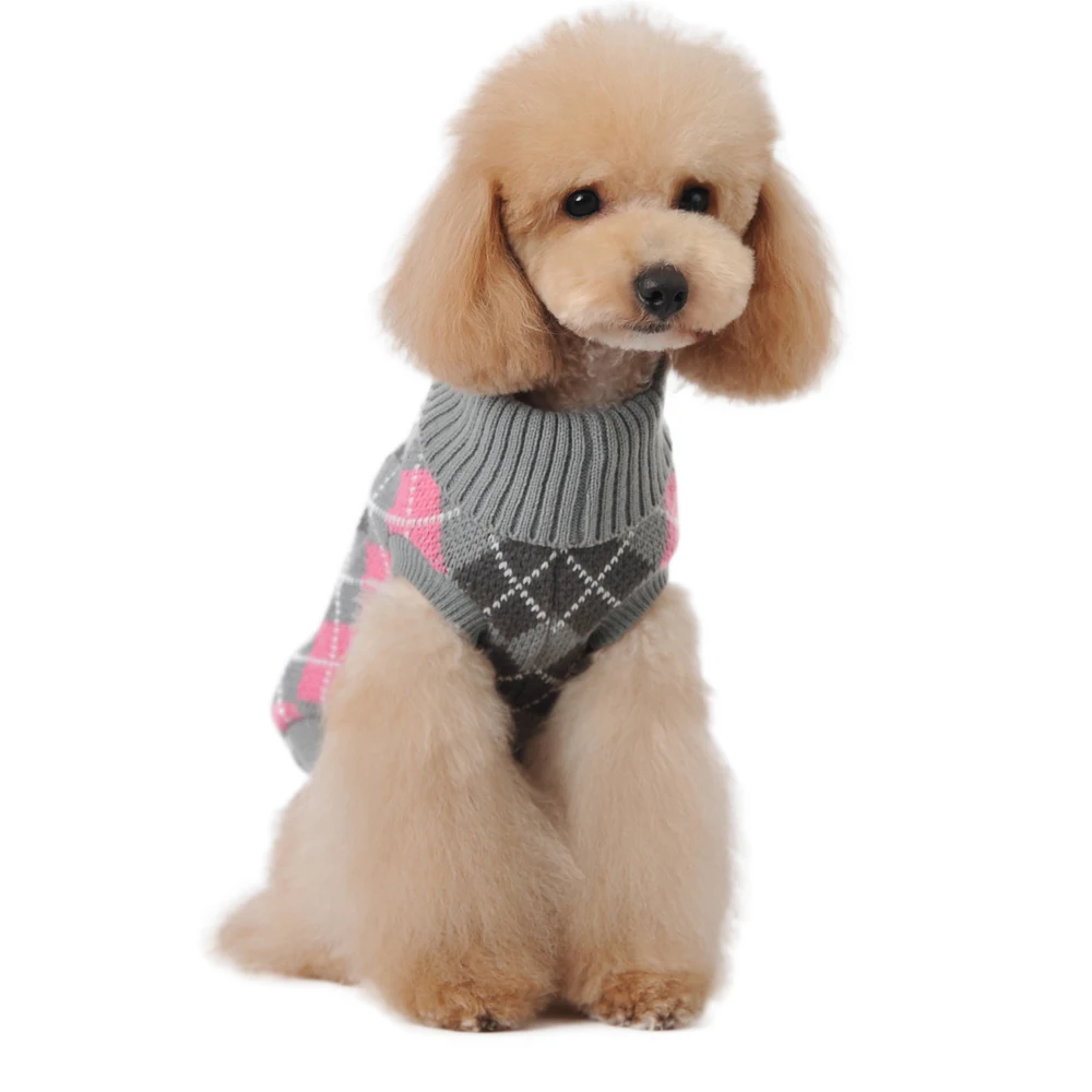 Нежный вязаный шик Аргайл Pet свитер трикотаж для Товары для собак и Товары для кошек