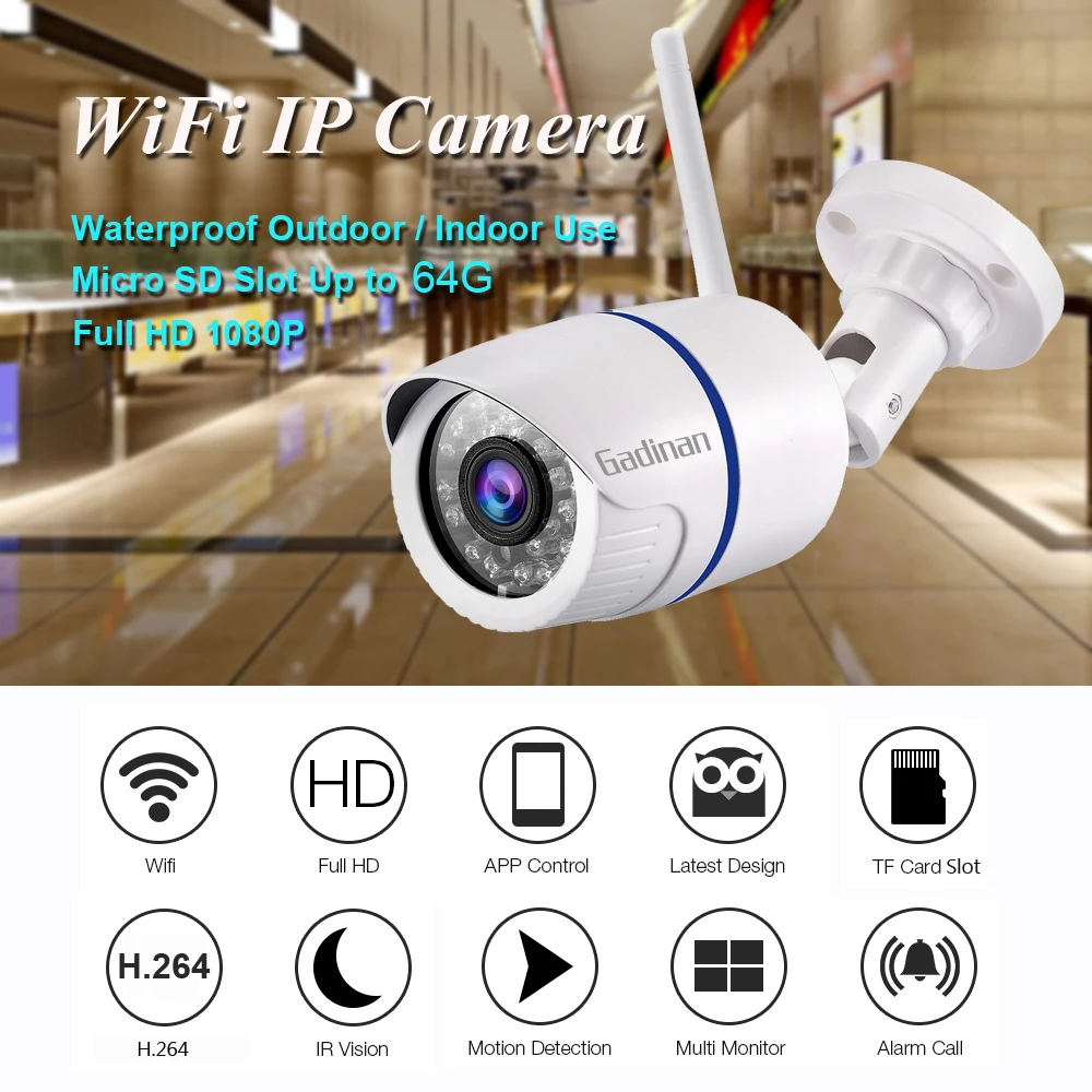 Беспроводная ip камера GADINAN HD 1080P 720P P2P RTSP водонепроницаемая с датчиком движения Wi Fi