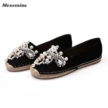 Новая женская обувь на осень и зиму, круглый носок, бриллианты, тонкие туфли, золотой бархат, рыбацкая обувь, повседневная обувь на плоской подошве