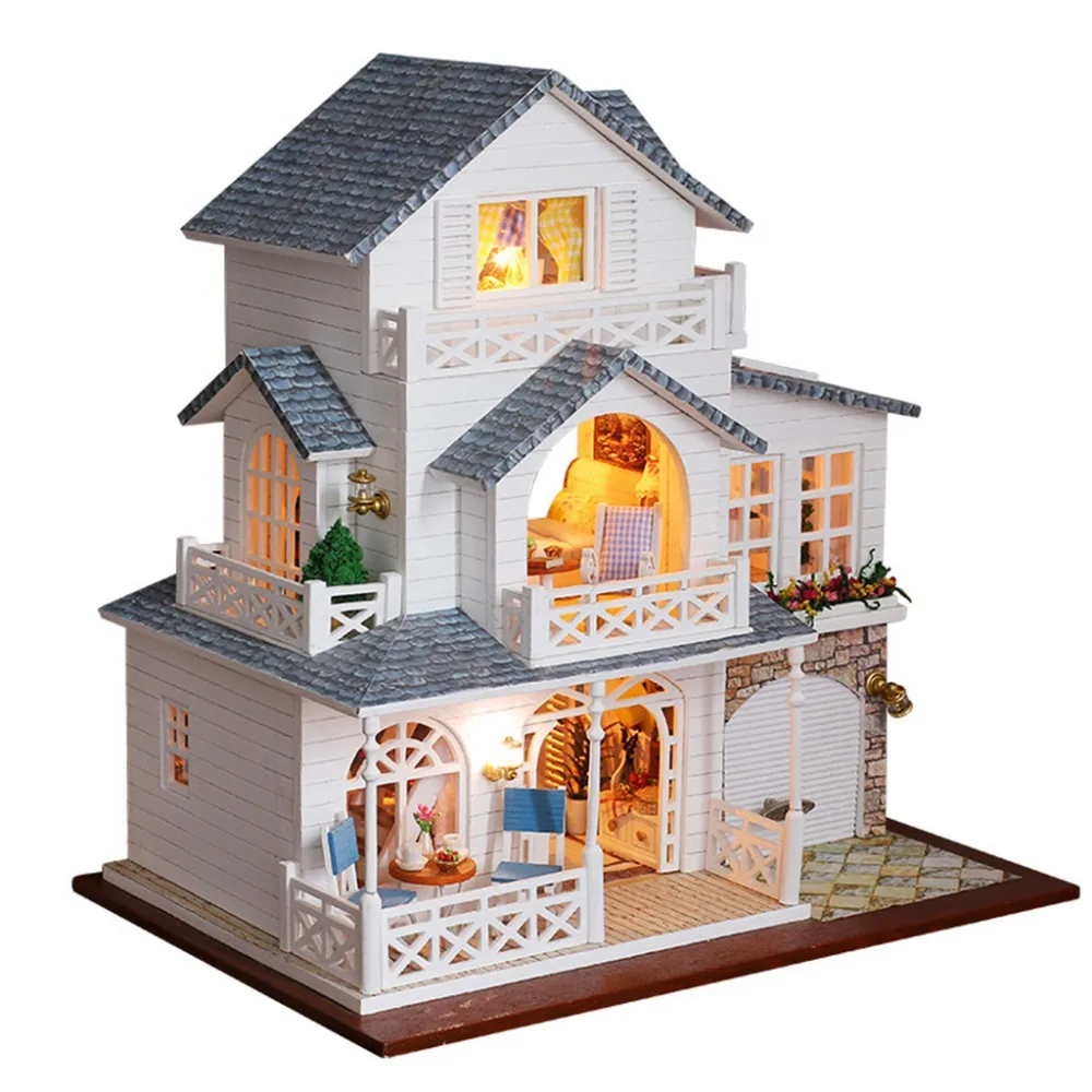 Кукольный дом Diy Миниатюрный 3D Деревянный миниатюрный кукольный домик мебель для строительства вилла наборы игрушек для детей рождественские подарки