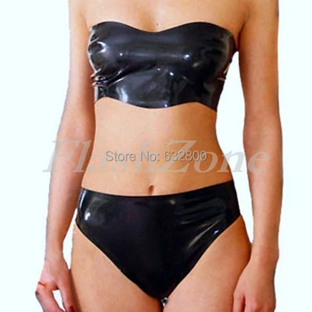 

Free shipping!! Sexy latex strapless bra+shorts