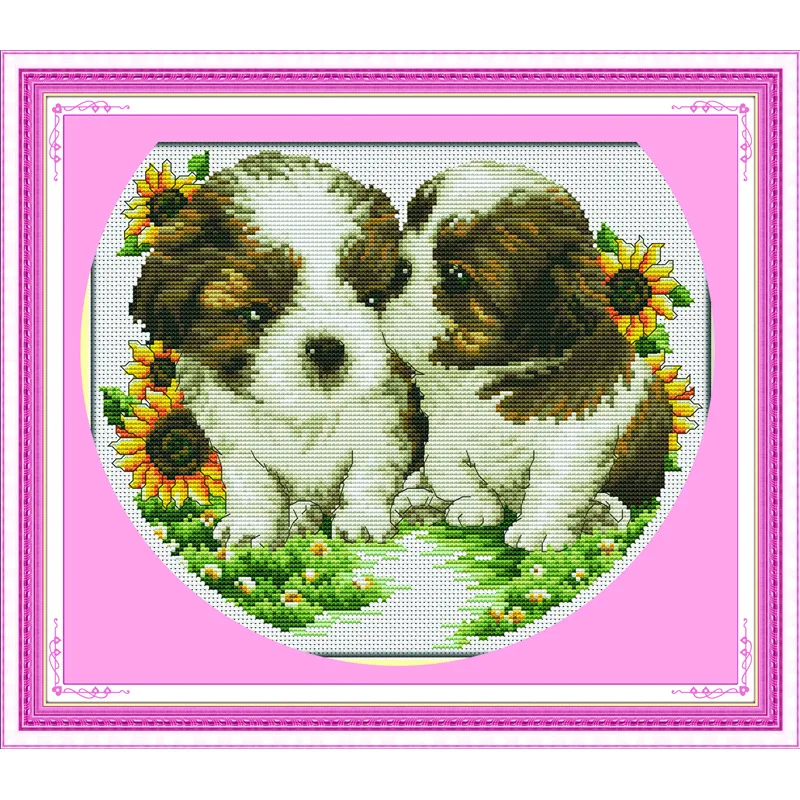 

Cute Cartoon Dog Embroidery Cross-stitch Needlework 11CT DMC Cross Stitch Set Chinese Cotton Cross-stitch Kits Wall Home Decor