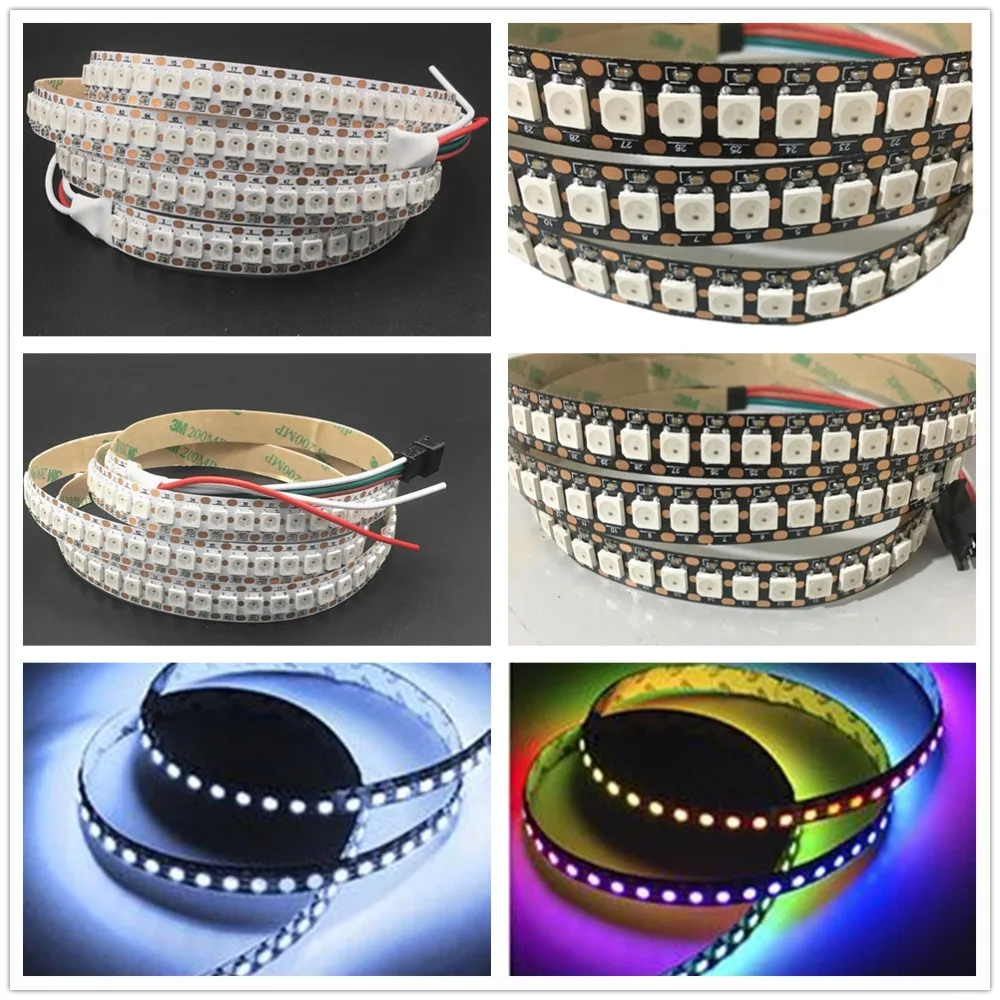 Светодиодная лента 144 пикселей 1 м LED s WS2812B 2812 WS Chip WS2811 IC Digital 5050 SMD RGB DC5V|Светодиодные