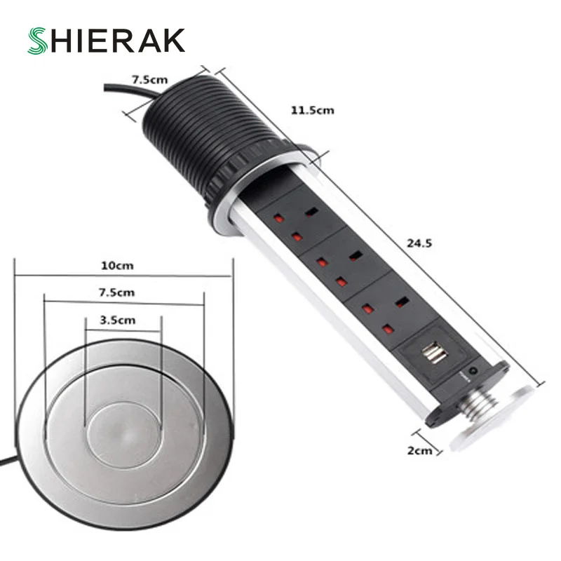 SHIERAK Desktop разъем 3 розетки с 2 Порты usb Кухня розетки ЕС/UK/US Стандартный Office гнездо Скрытая в регистрации Главная