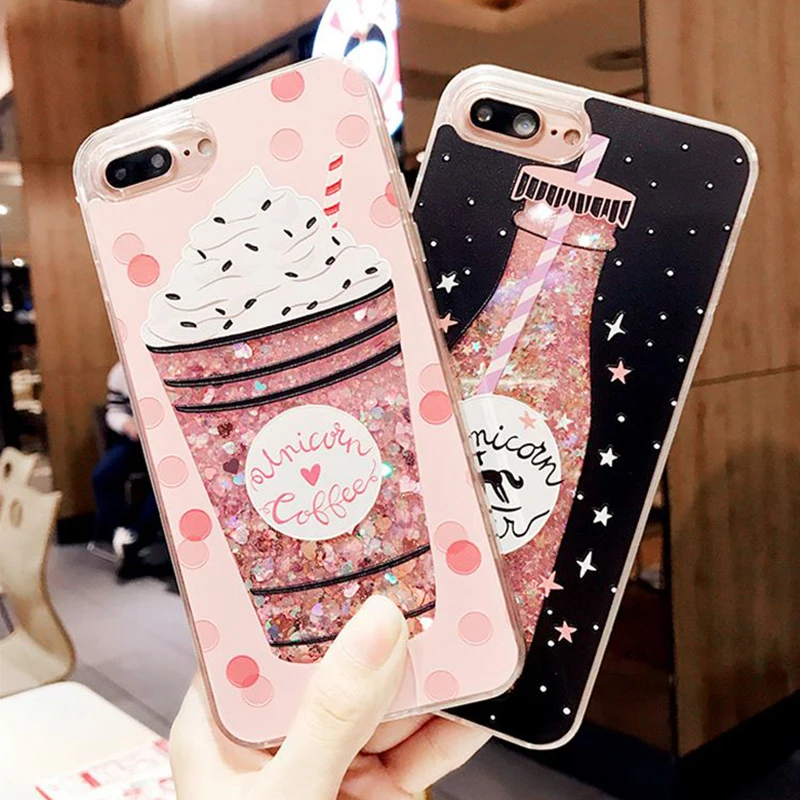 Чехол Kerzzil Bling для iPhone 6 6S 7 8 Plus динамический Жидкий блеск ледяной крем и кола