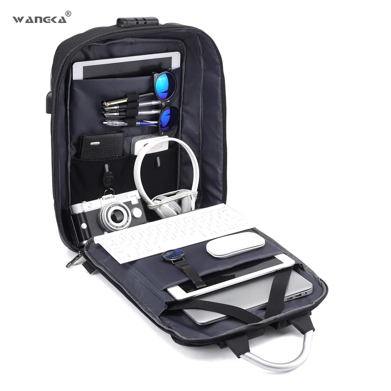 

WANGKA Casual Anti Theft Laptop Backpack for Men USB Port School Bag Large Capacity Travel Rucksack Fashion