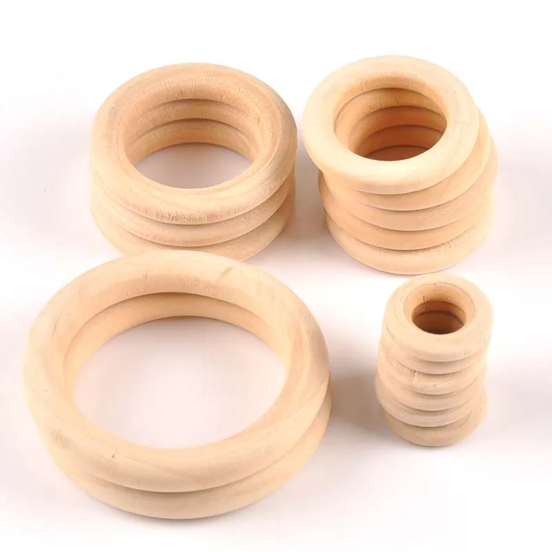 Natural Wood Circle DIY Crafts Embellishment For Craft DIY Wooden Ring  Children Kids Teething Wooden Ornaments An Pick 11 Size