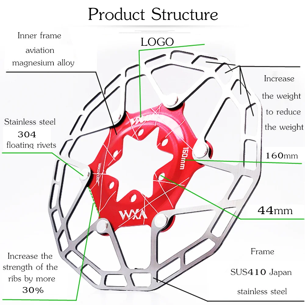 VXM 1 шт. MTB дорожный велосипед дисковый тормозной охлаждающий плавающий ротор 160 мм 6 болтов ротор MTB дисковые Тормозные колодки для MTB велосипеда Сверхлегкий