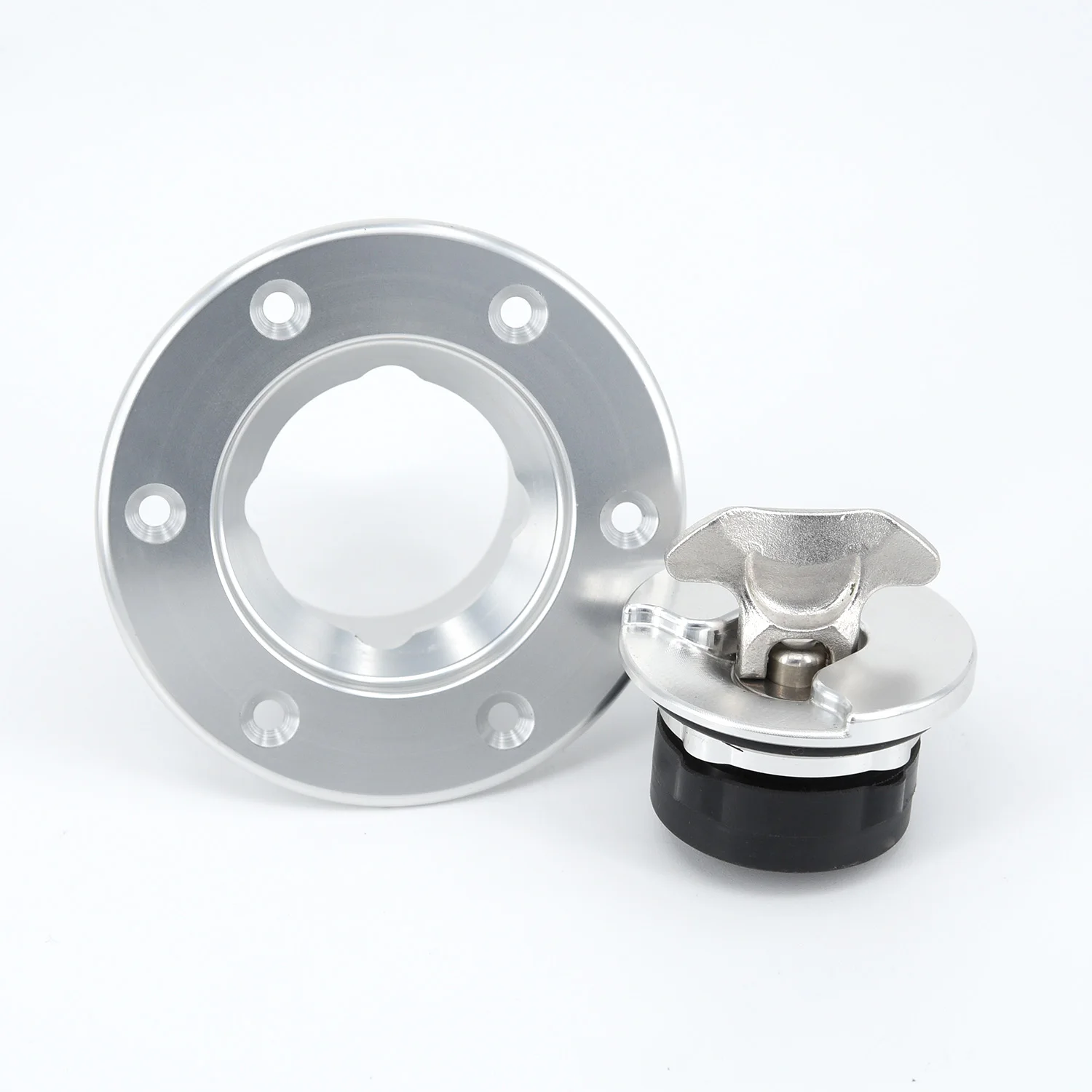 

Billet Fuel Cell/Fuel Surge Tank Cap Aluminum Flush Mount 6 Bolt Cap Open~35.5mm