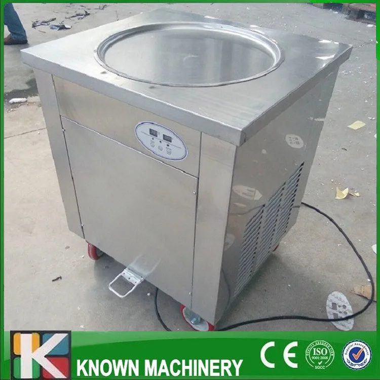 

Temperature control single round pan fry roller ice cream machine free shipping by sea