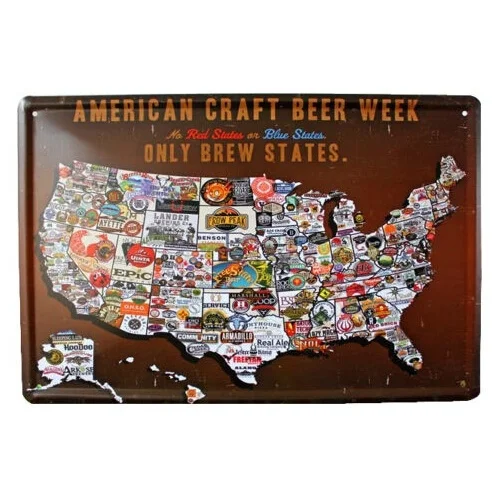 

American Craft Beer Week Only Brew States Metal Tin Signs Bar Home Wall Decor 20x30CM
