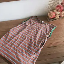 Платье в полоску для девочек летние хлопковые модные платья-майки для девочек от 2 до 7 лет, HU214