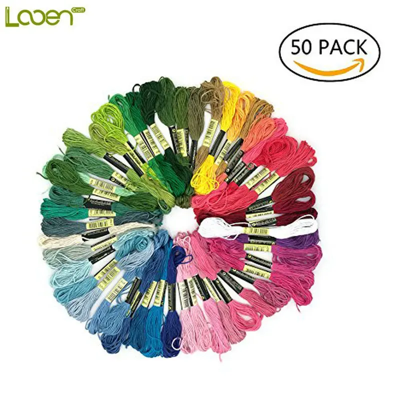 50pcs/set Multicolor Soft Cotton Cross Stitch Floss Prism Six Strand