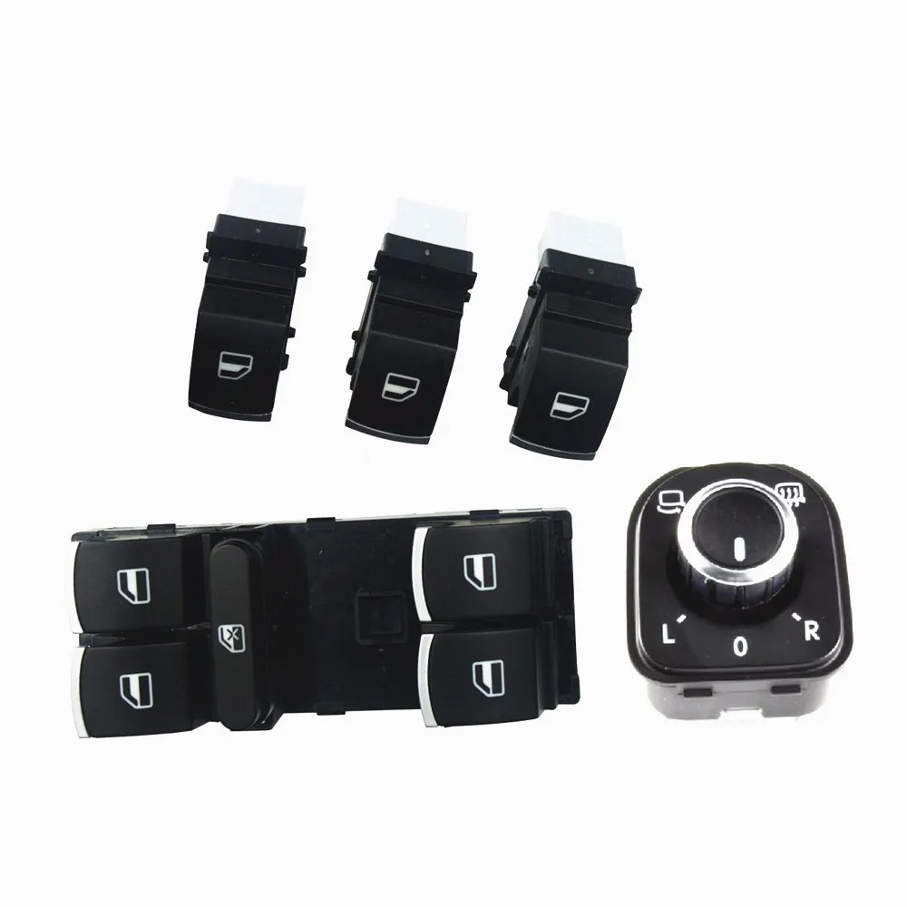 

COSTLYSEED 5ND 959 855 5ND959857 5ND959565A For VW Passat B7 CC Tiguan Golf Jetta Mk5 MK6 Tiguan Master Window Chrome Switch Kit