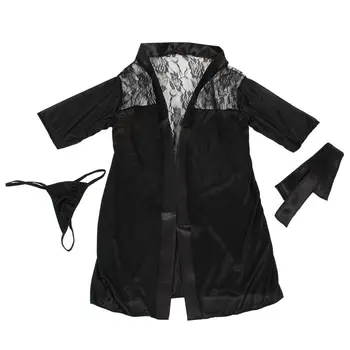 

Sexy Lingerie Women Black Lace Stain Intimate Sleepwear Babydoll Dress Nightwear