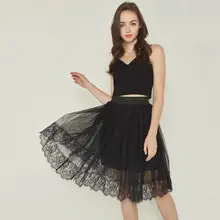 Kartoska с завышенной талией, кружевная юбка-пачка на праздник юбки плиссированной юбкой платье с принтом из слов фатиновая юбка модная юбка из сетчатой ткани Jupe en тюль