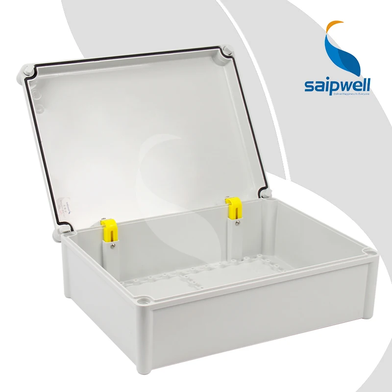 280 380 130mm Built in Hinge Type PC Waterproof Box with Plastic Screw Design SP PC
