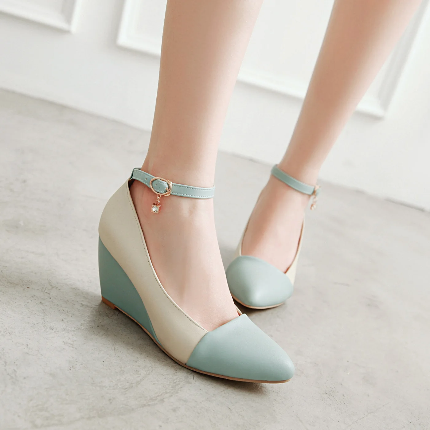 new age season high with wedge lighter color matching shoes female 40-43
