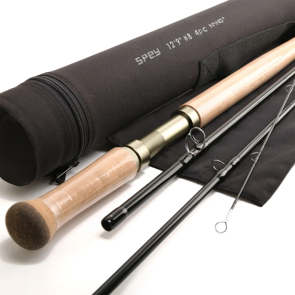 Spey Fly Fishing Rod 12.9FT 8WT 4SEC Medium Fast Action With Cordura