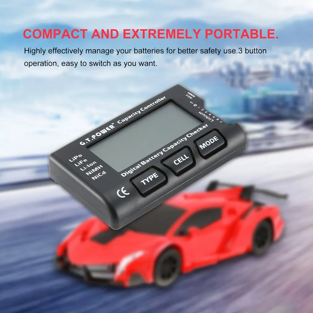 G.T. power 1-7S lcd цифровой RC измеритель напряжения батареи, измеритель емкости, проверка, тестер для RC автомобиля LiPo Li-Ion NiMH Nicd Батарея