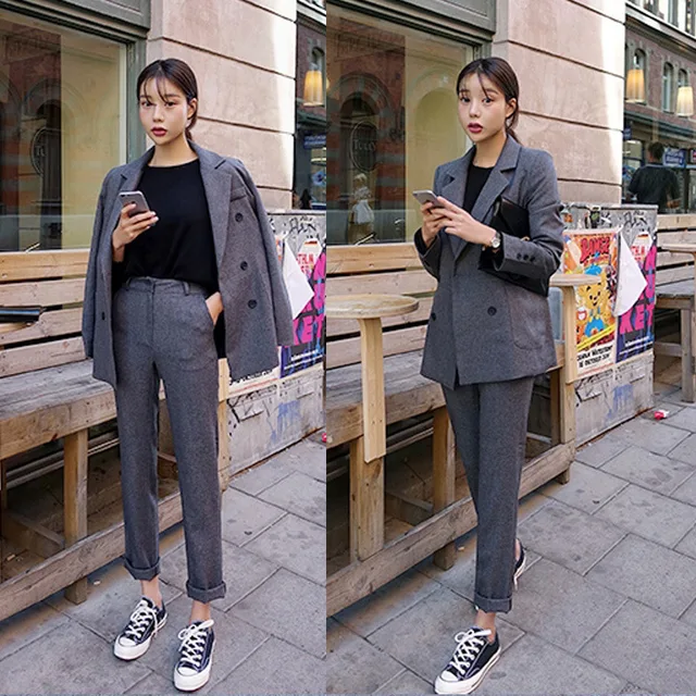 Cheap Spring new Korean fashion casual small suit jacket trousers two-piece suit Cheap Spring new Korean fashion casual small suit jacket trousers two-piece suit