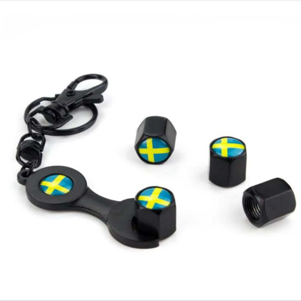 

Automobiles & Motorcycles Parts 4pcs Wheel Parts Valve Caps & Wrench Sweden Flag Logo for Volvo Xc90 S60 S80 S40 V50 Xc70 V40