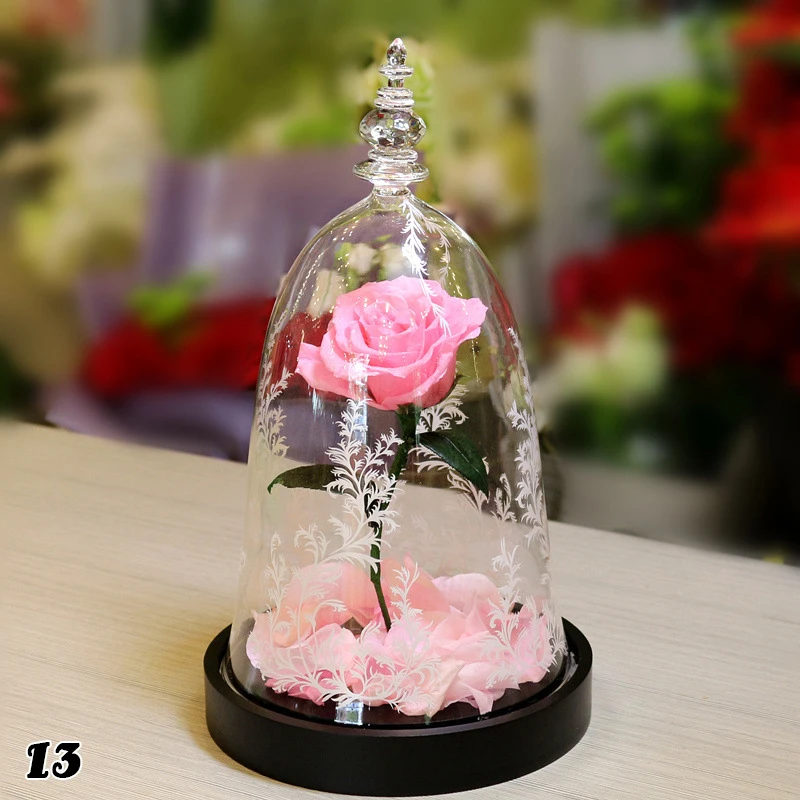 Цветок розы праздничный сохраненный навсегда Роза бесземная свежая Роза стеклянная крышка уникальные подарки#247331