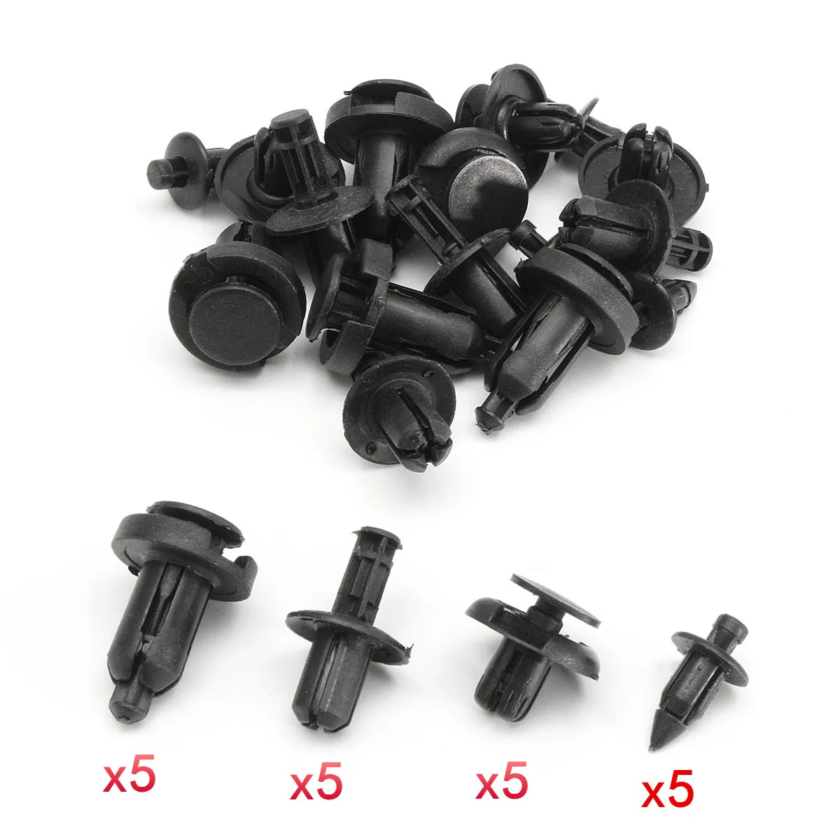20PCS 6mm 8mm 10mm Universal Car Plastic Rivet Fasteners Lining Trim Panel Fixing Clips KIT 4