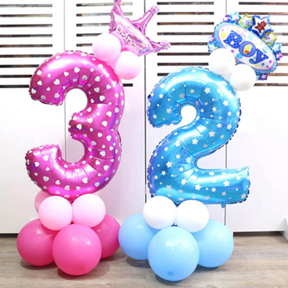 

1 Pcs 32 inch pink blue Number foil Balloons Digit Helium Ballons Birthday Party Wedding Decor Air Baloons Event Party Supplies