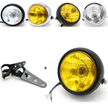 Universale Del Motociclo Refit Faro con Staffe DC 12 V Moto Vintage Testa Della Lampada Scooter Spotlight Rotonda Luci Anteriore del Motore