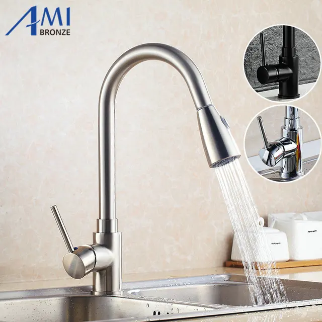 Special Offers Pull Out faucets Kitchen faucet Nickel Brushed bathroom basin mixer tap faucet 2 Function Spring&Stream KL8055N