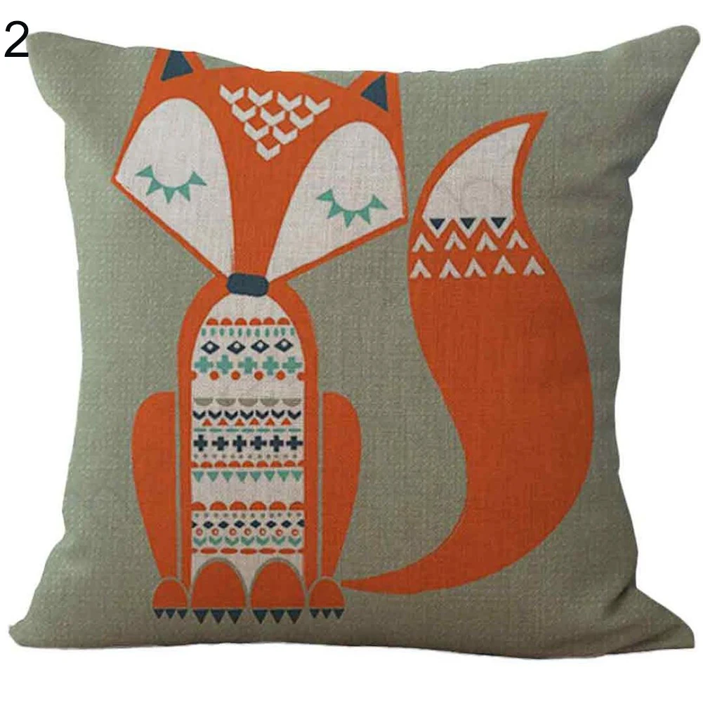 

Cushion Case Gift Cartoon Fox Pattern Linen linen 45x45 cm one side printing Sofa Car Home Decorative Throw Pillow Case Cojines
