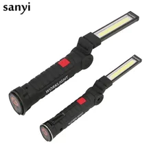 휴대용 5 모드 cob 손전등 토치 usb 충전식 led 작업 빛 마그네틱 cob lanterna 야외 캠핑에 대 한 후크 램프 매달려(China)