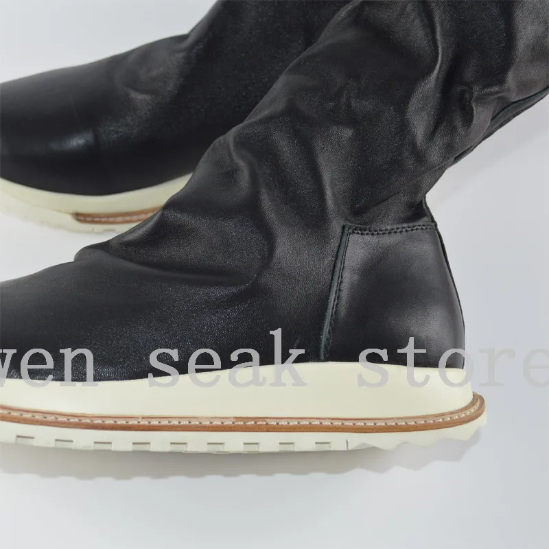 Do Sapatas Carneiro Casual Inverno Formadores Homens Shoes Preto Dos 18ss Cano Owen Couro Altura Seak Joelho De Na Luxo Sneaker Pele Flats Grande Alto Botas qxFCnEn0R