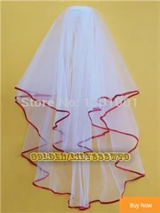 In-Store-2016-Bridal-Veil-White-Wedding-Veils-Red-Edge-One-Layer-Short-Wedding-Accessories-For