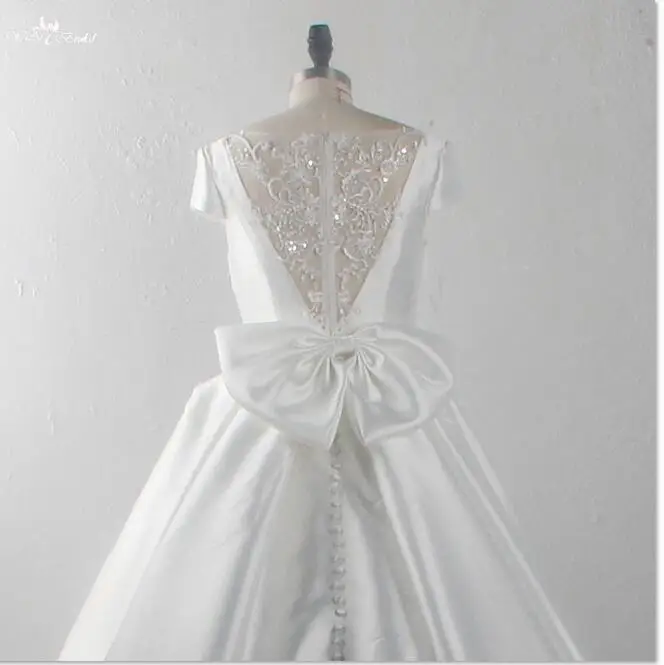 picture color RSW1515 Yiaibridal длинный шлейф с длинным рукавом большой бант бисером Иллюзия аппликации сзади Abiti Da Sposa саржа сатин свадебное платье - Цвет: picture color